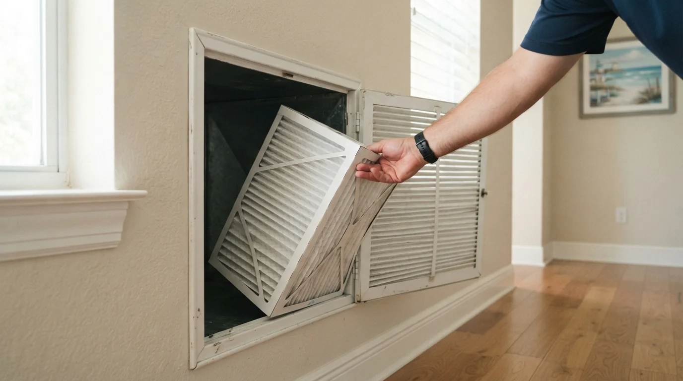 Replacing a dirty air filter in a Jacksonville home