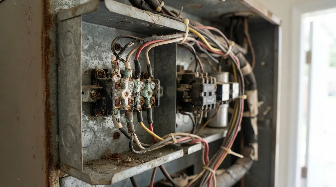 Corroded terminals inside a package unit