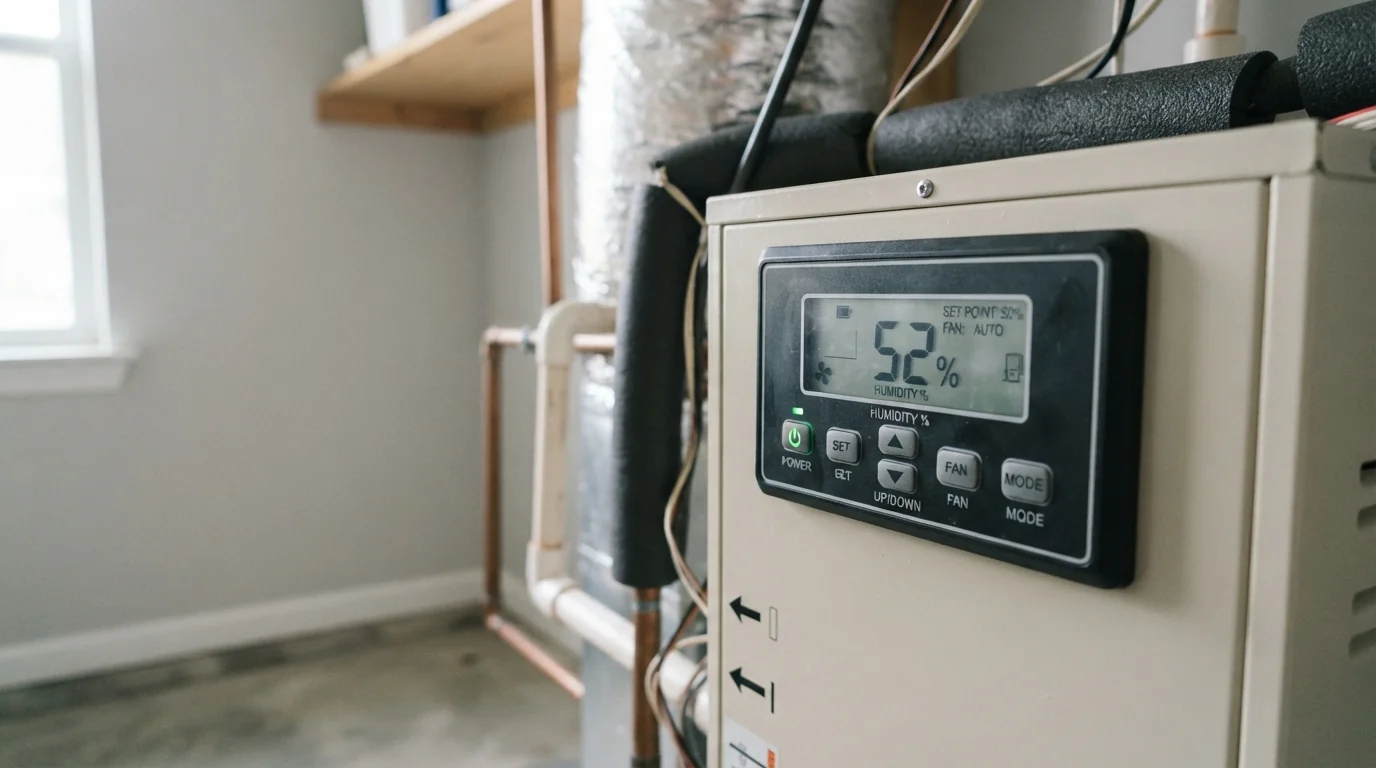 Dehumidifier control panel humidity reading