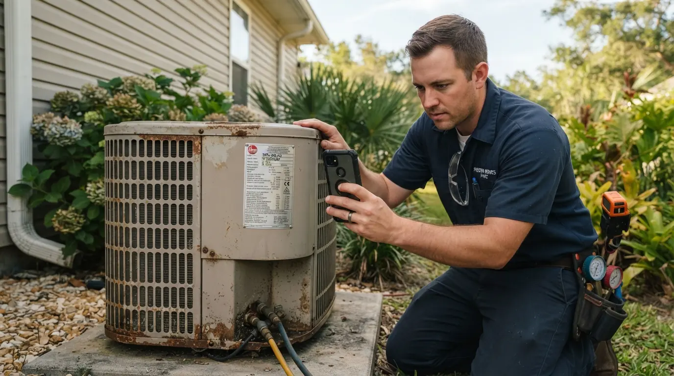 Recording equipment data during an HVAC inspection