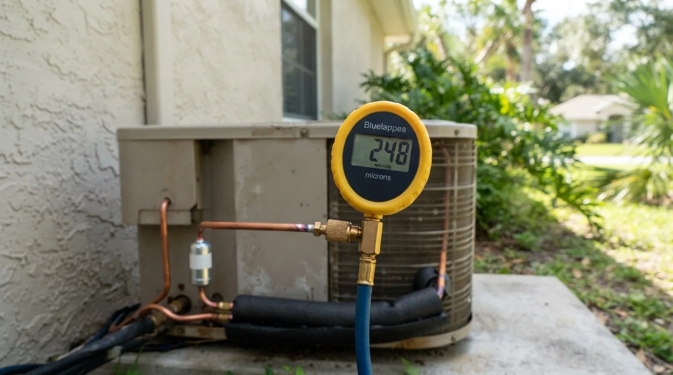 Deep vacuum reading after a coil replacement