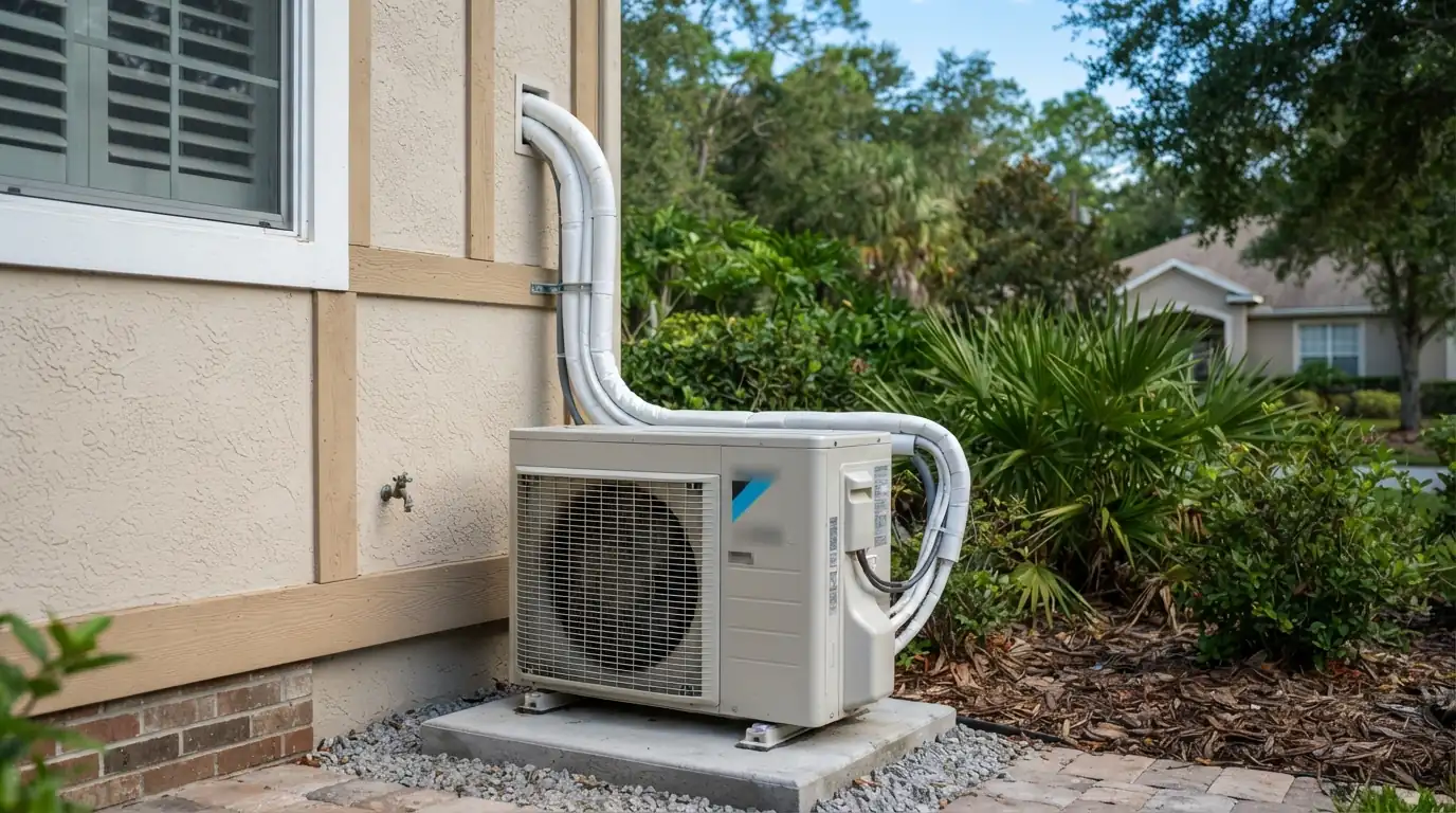 Multi-zone mini split outdoor unit serving several rooms