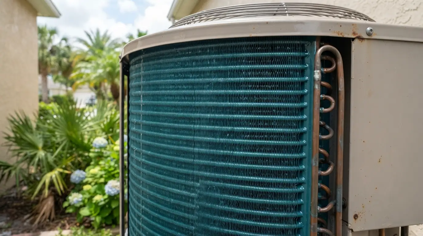 Condenser coil fins after protective coating