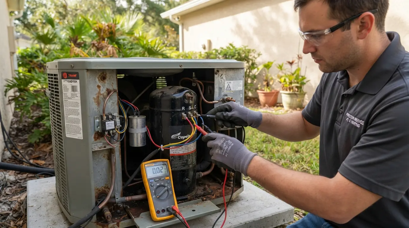 Testing compressor windings with a meter